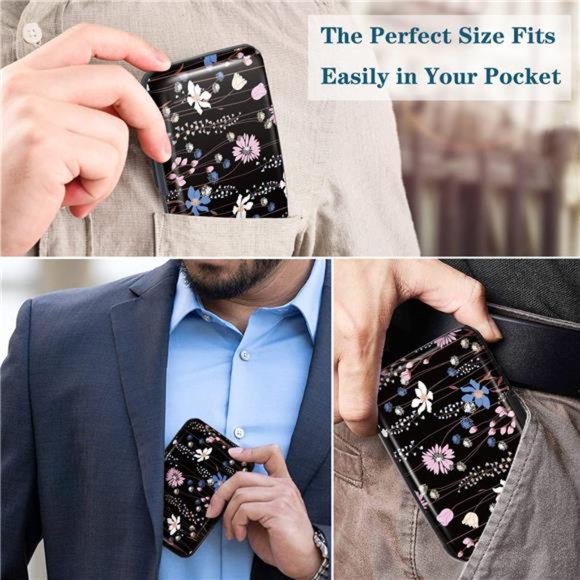 Mini Credit Card Holder, RFID Blocking Slim Hard Card Case ID Case Travel Wallet - Picture 5 of 8